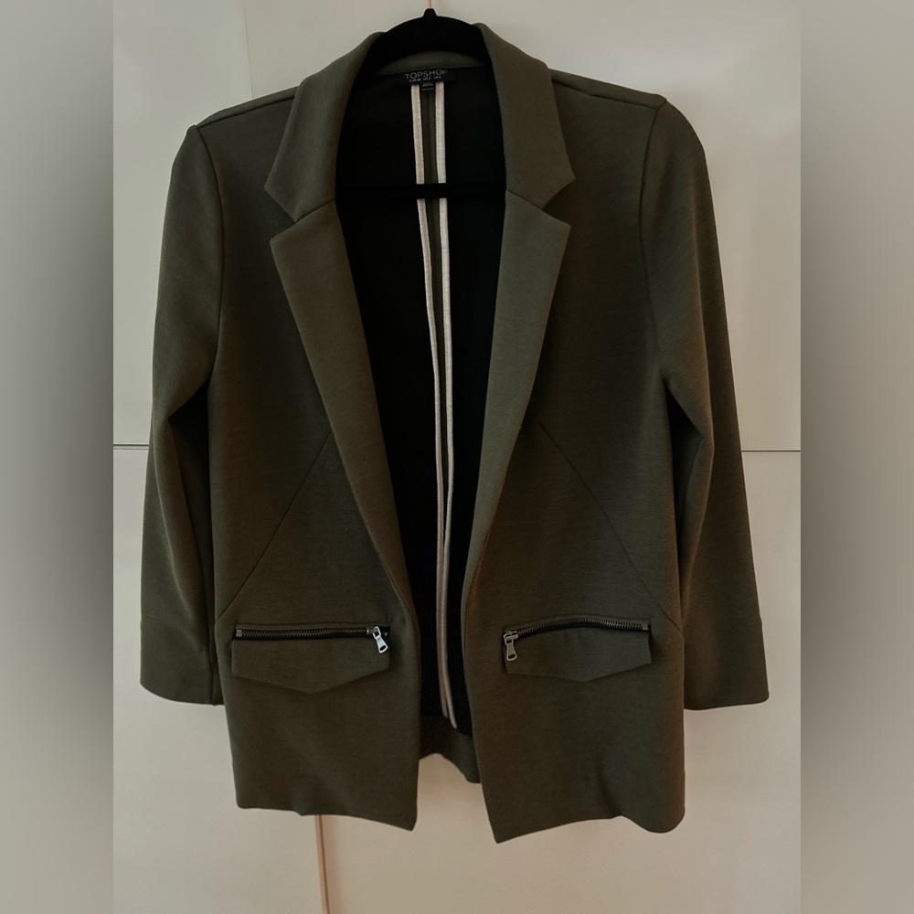 Topshop Slim Fit Blazer with Zipper Pockets